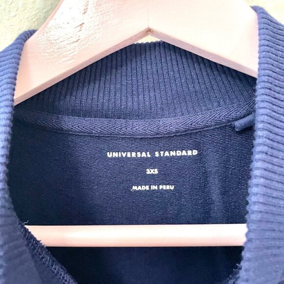 Universal Standard Peachy Terry Half Zip Pullover Vintage Blue Long Sleeve 3XS - Picture 4 of 8